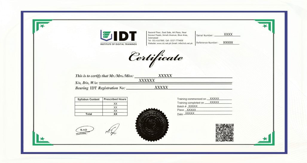 Official IDT Certificate